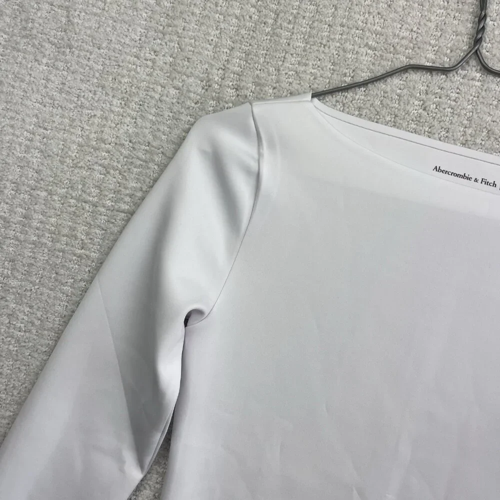 Abercrombie & Fitch Women’s Size XS Long-Sleeve Slim Strech Top White Preppy - Picture 2 of 14